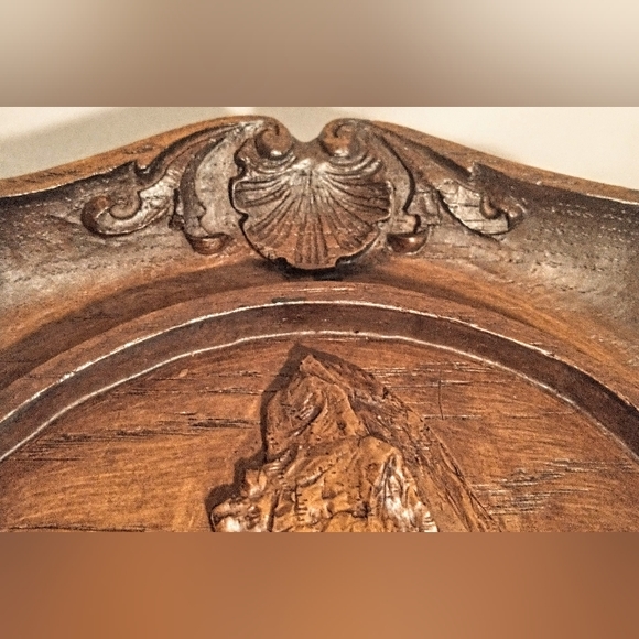 Mid Century "Matterhorn Zermatt Cervin" Carved 3D Resin Faux Wood Wall Art - Picture 13 of 15